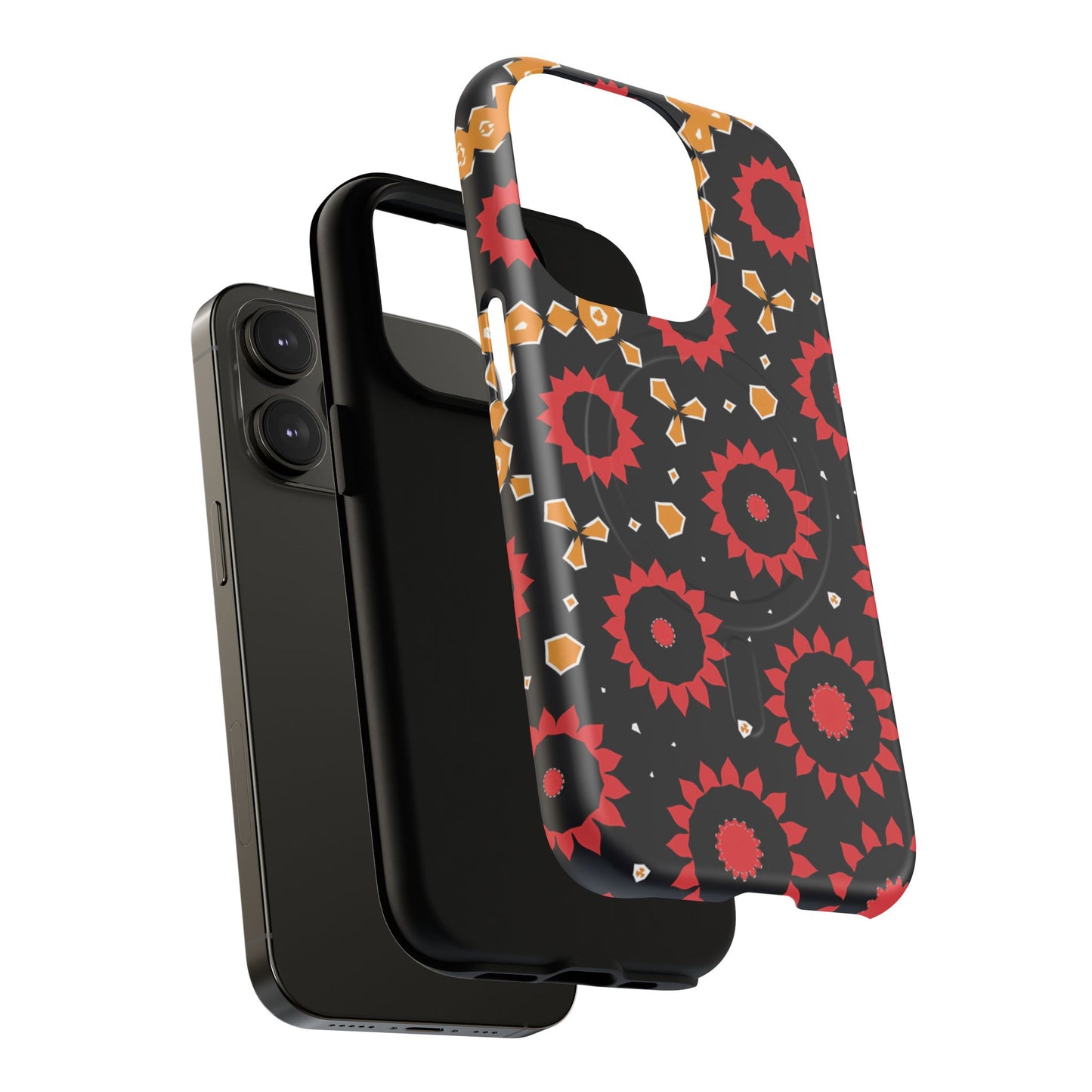 Midnight Ember Bloom Tough Magnetic iPhone Case, Bohemian Floral Design, Stylish iPhone Protection, Gift for Her, Trendy iPhone Accessories
