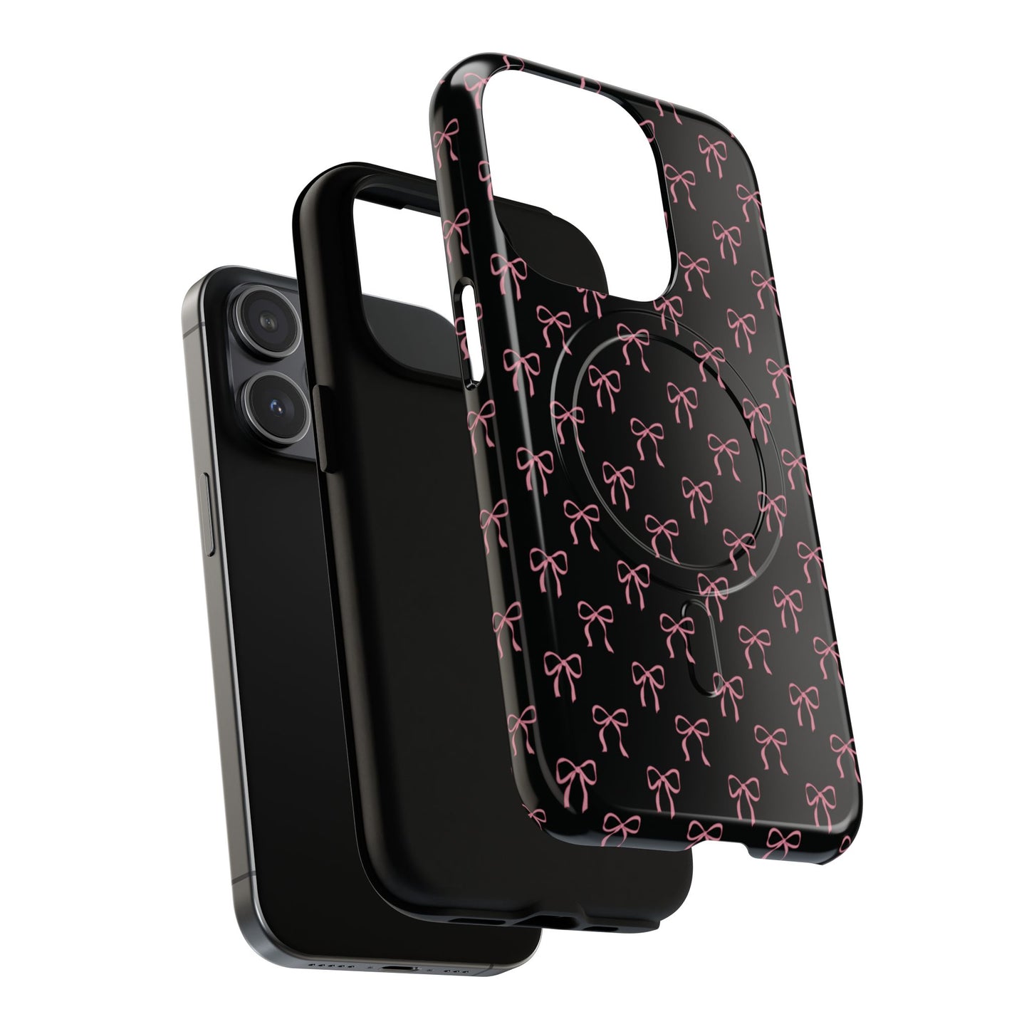 Coquette Chic Bow-Patterned Tough Magnetic iPhone Case, Stylish Gift for Her, Protective iPhone Cover, Trendy Accessory, iPhone Birthday Gift, Fashionable Tech