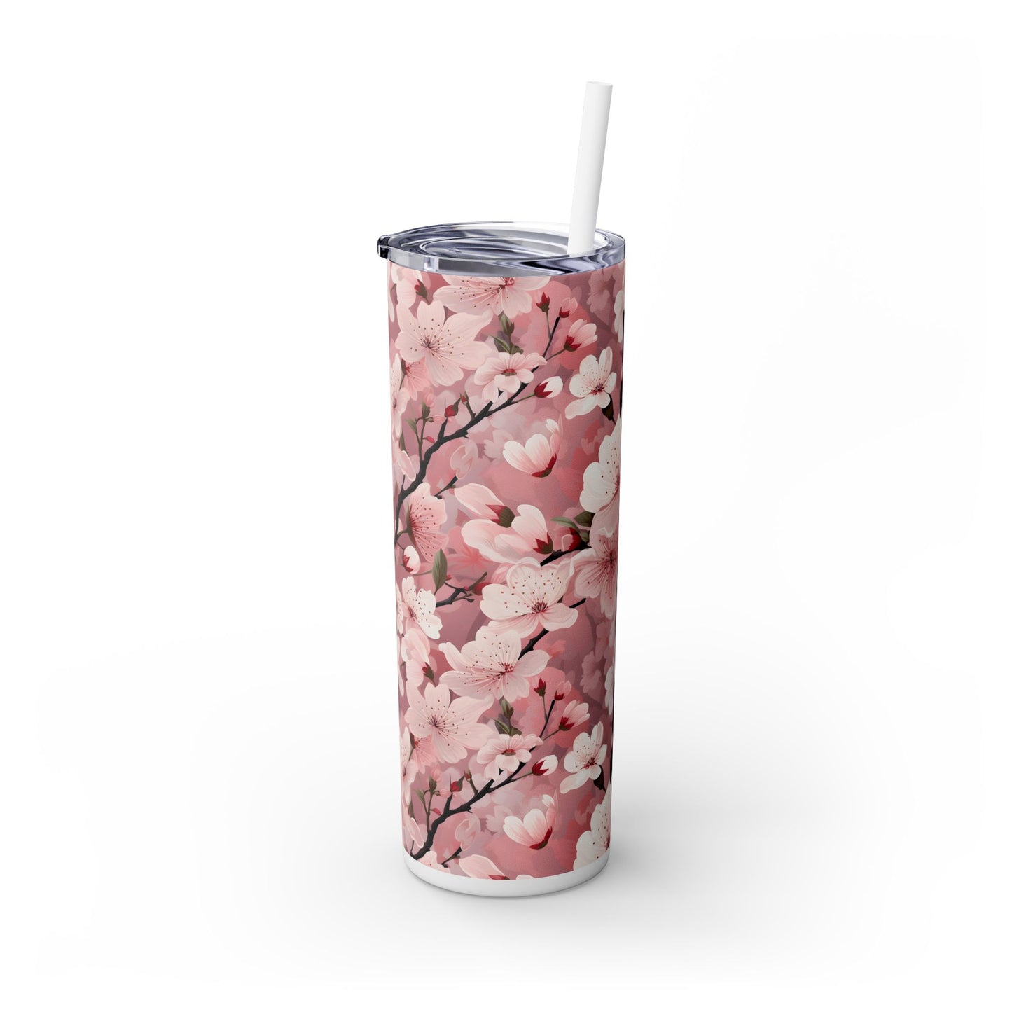 Cherry Blossom Skinny Tumbler with Straw - 20oz Floral Drinkware
