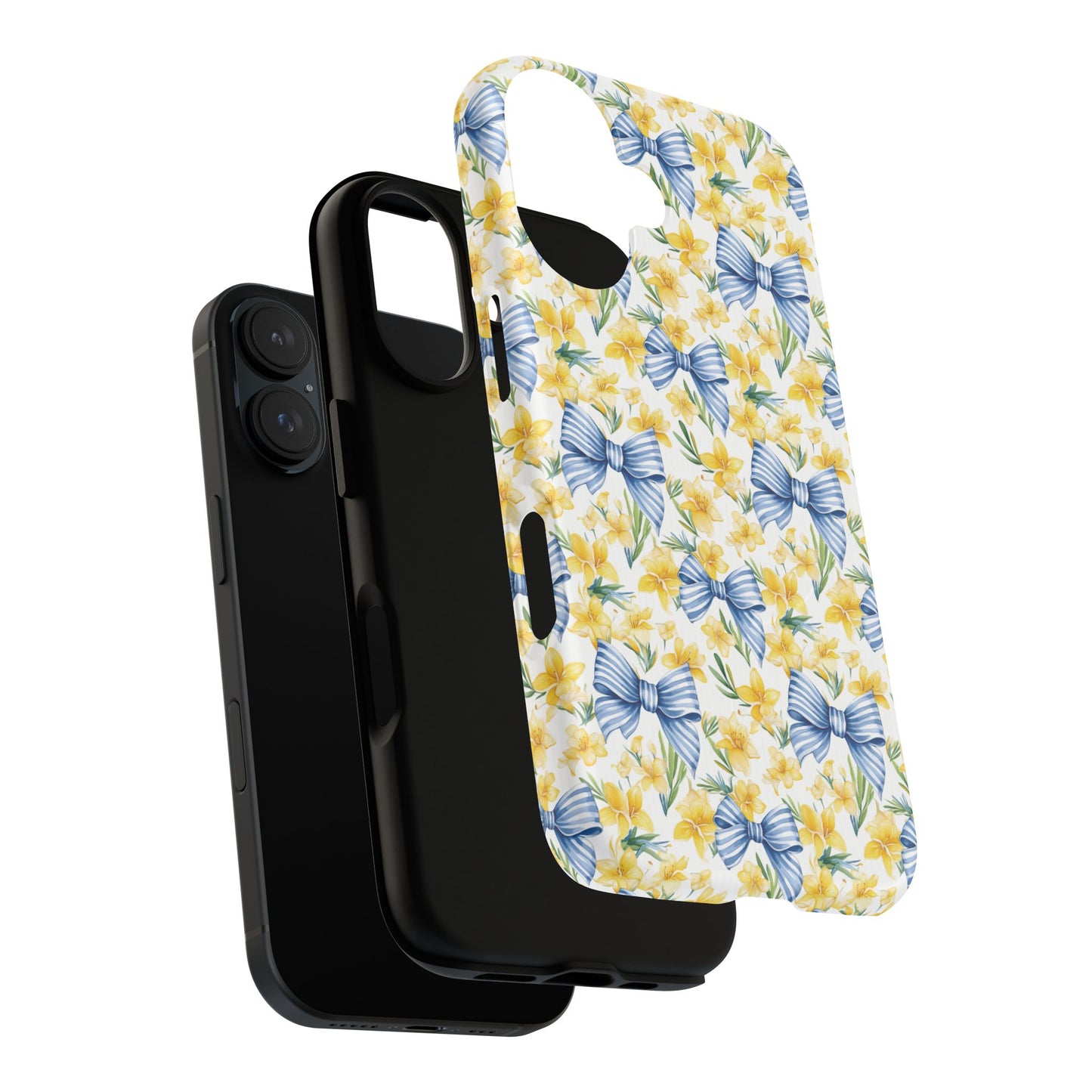Sunshine Blue Coquette Bows Tough iPhone Magnetic Case for iPhones, Cute iPhone Cover, Spring Gift, Durable Case, Custom iPhone Protection