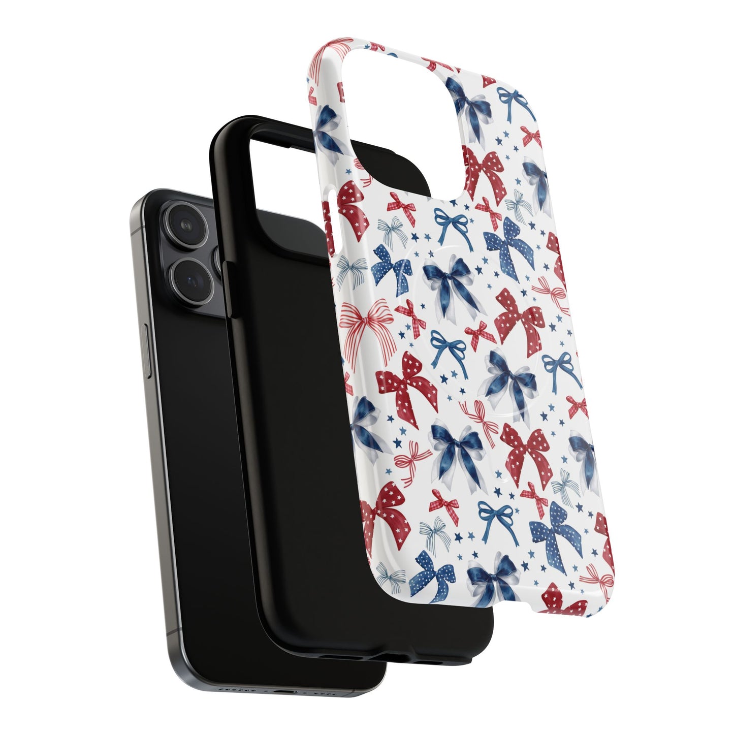 Patriotic Coquette Tough iPhone Magnetic Case, Stylish Gift for Her, Summer Celebrations, Cute Bow Design
