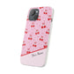 Personalized Cherry Blossom Dreams Flexi Case — Pink Retro Cherry iPhone® 7/8, 11, 12, 13, 14, 15, 16, 17, X/XS, SE, XR, Mini, Pro, Pro Max, Plus Cases.