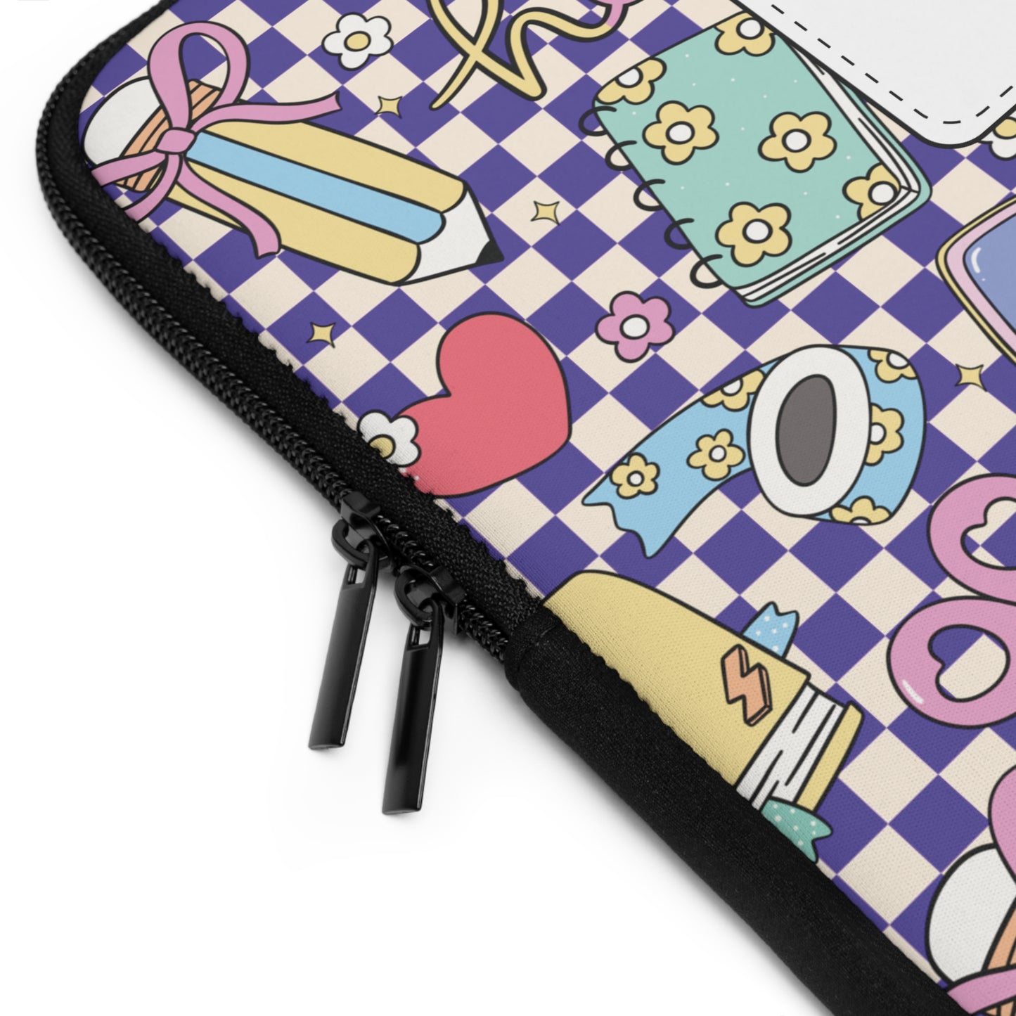 Personalized Purple Doodle Daydream Laptop Sleeve with Composition Book Inspired Design, Customizable Tech Case, School Supplies, Gift for Students, College Essentials, Back to School