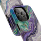 Stylish Purple Acrylic Tough Magnetic iPhone Cases, Unique Protective Cases for iPhone, Colorful Marble Design, Great Gift for iPhone Lovers
