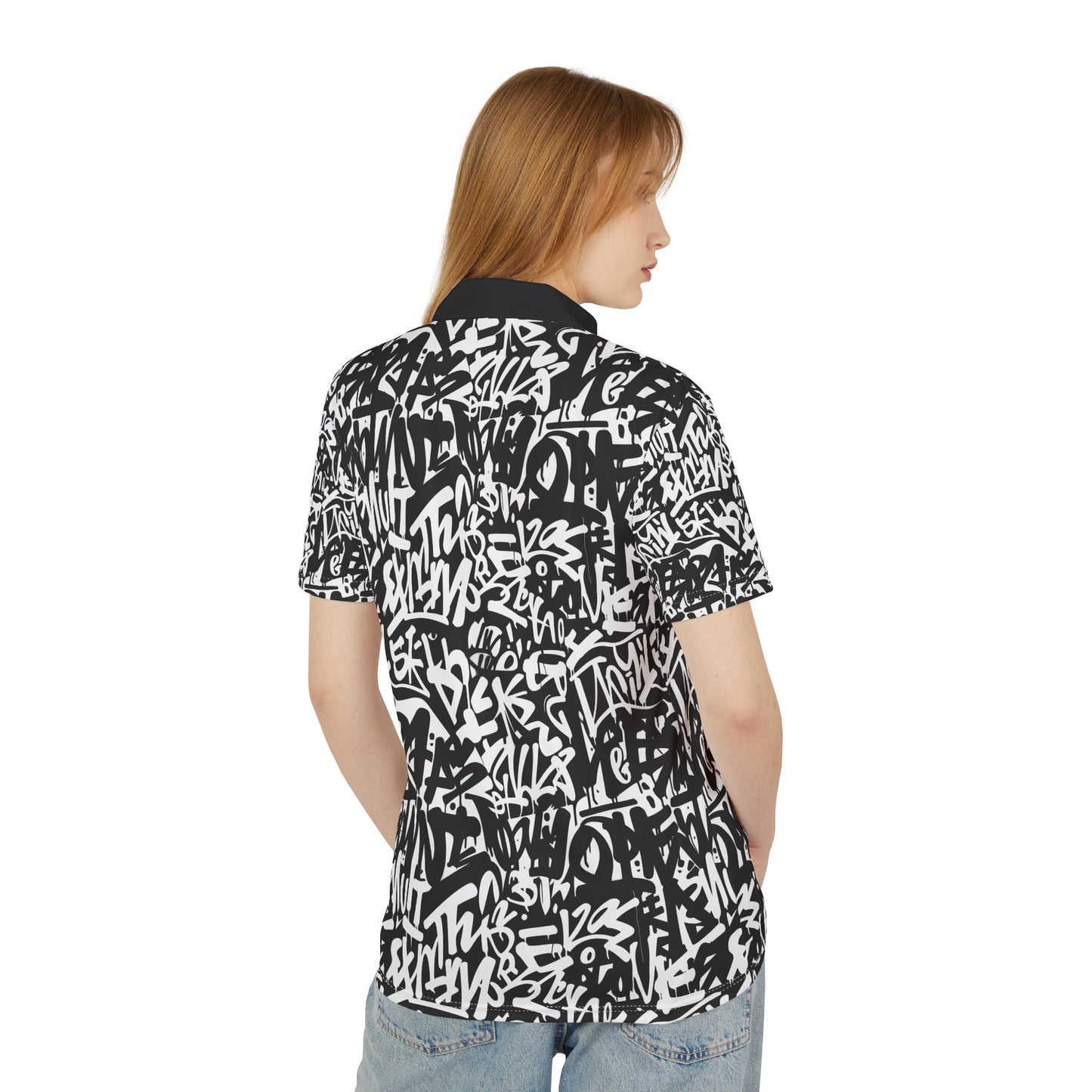 Urban Graffiti Unisex Polo Shirt, Stylish Casual Wear, Streetwear, Graphic Tee, Unique Gift for Art Lovers, Summer Essential, Gift for Her and Gift for Him.