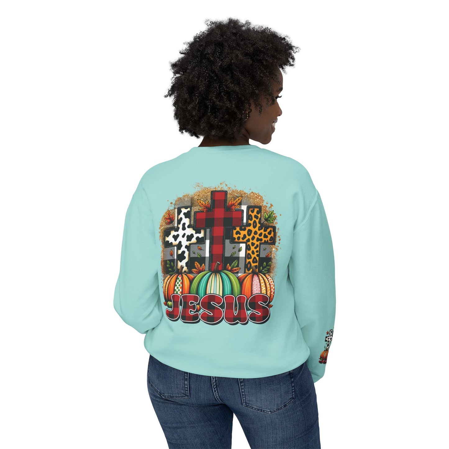 Faithful Harvest Cross Unisex Lightweight Crewneck Sweatshirt