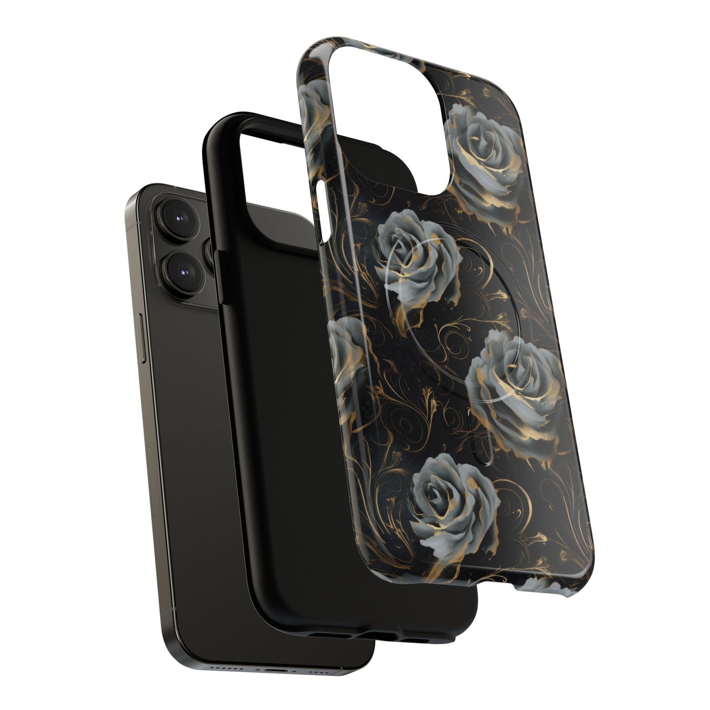 Midnight Bloom Tough iPhone Magnetic Cases,  iPhone 14, iPhone 15, iPhone 16, Pro, Pro Max, Plus MagSafe Case, Protective Tech Accessories, Gift for Her, Floral Design