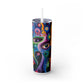 Psychedelic Visions Skinny Tumbler with Straw, 20oz