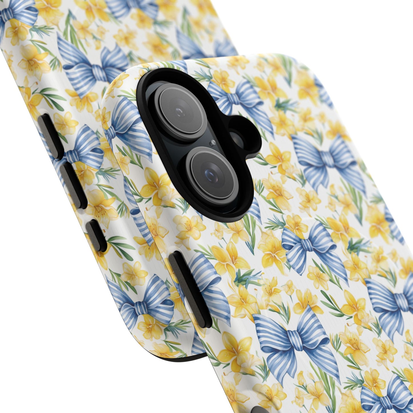 Sunshine Blue Coquette Bows Tough iPhone Magnetic Case for iPhones, Cute iPhone Cover, Spring Gift, Durable Case, Custom iPhone Protection