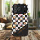Groovy Checkered Bloom iPhone Case, Tough Magnetic Cases for Women, Stylish iPhone Cover, Trendy Floral Print, Gift for Her, Everyday Accessories
