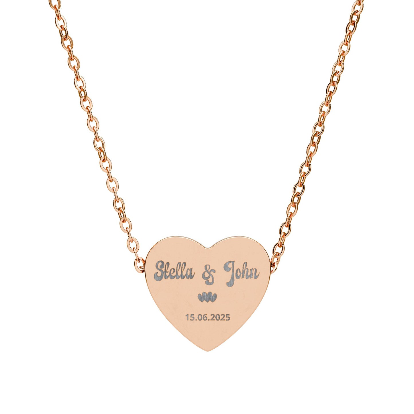 Engravable Heart Necklace — Personalized Name & Date Pendant