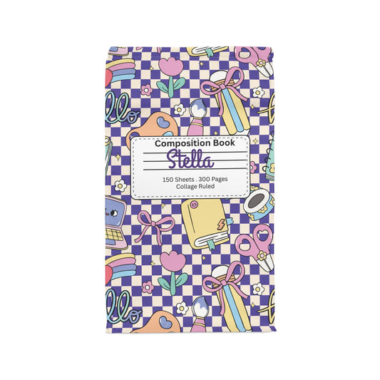 Custom Purple Doodle Daydream Composition Book Inspired Stylish Polyester Lunch Box for Kids - Perfect for School, Picnics, or Snacks | Personalized ABC Design, Back to School, Family [...]
