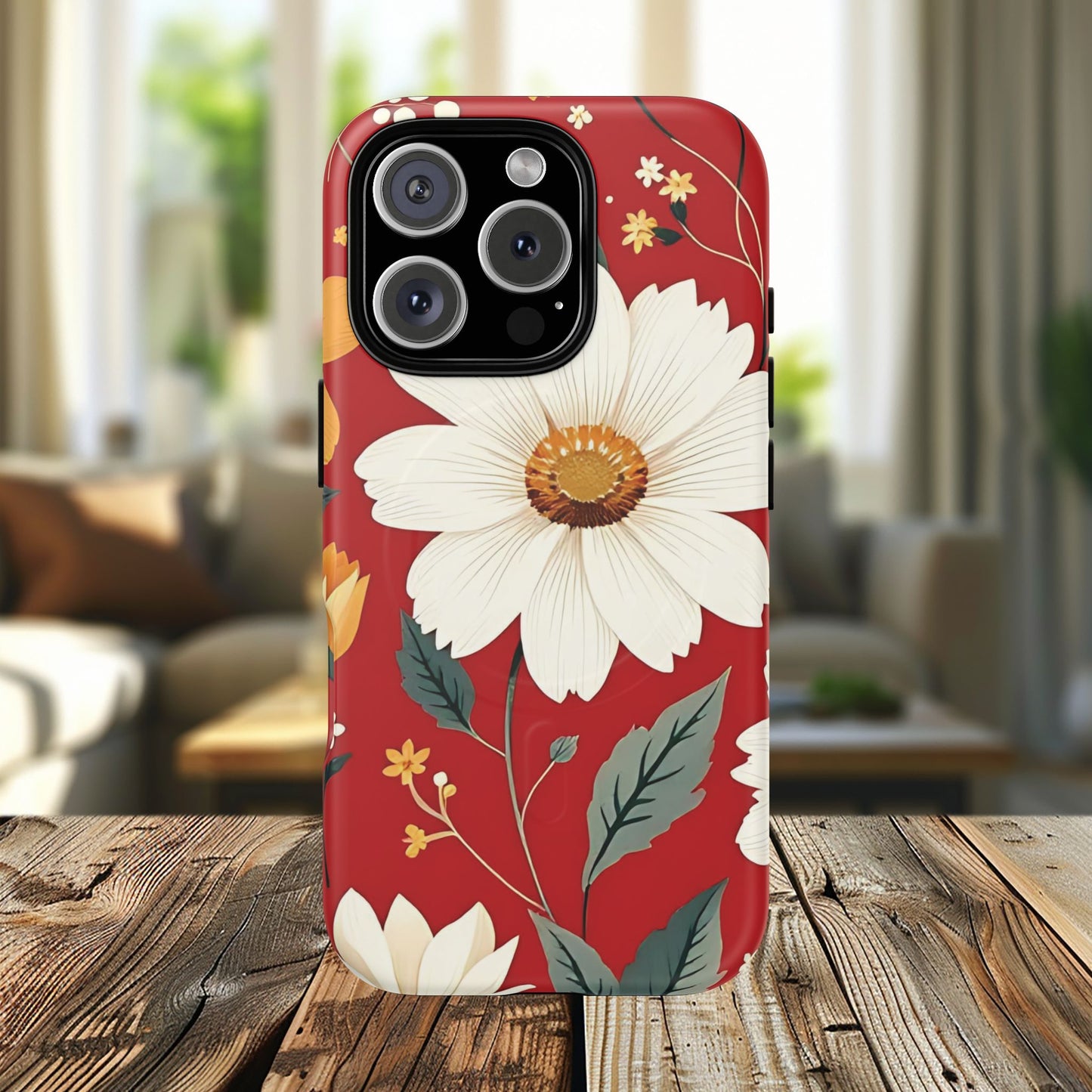 Floral Fusion Tough Magnetic Phone Case | Flower Design, Durable Protective Cover, Gift for Her, Spring Style, Unique Phone Accessory.