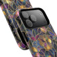 Chromatic Bloom Tough iPhone Magnetic Case, Tough iPhone Cover, Floral iPhone Accessory, Birthday Gift, Elegant Tech Decor, MagSafe Stained Glass Pattern.