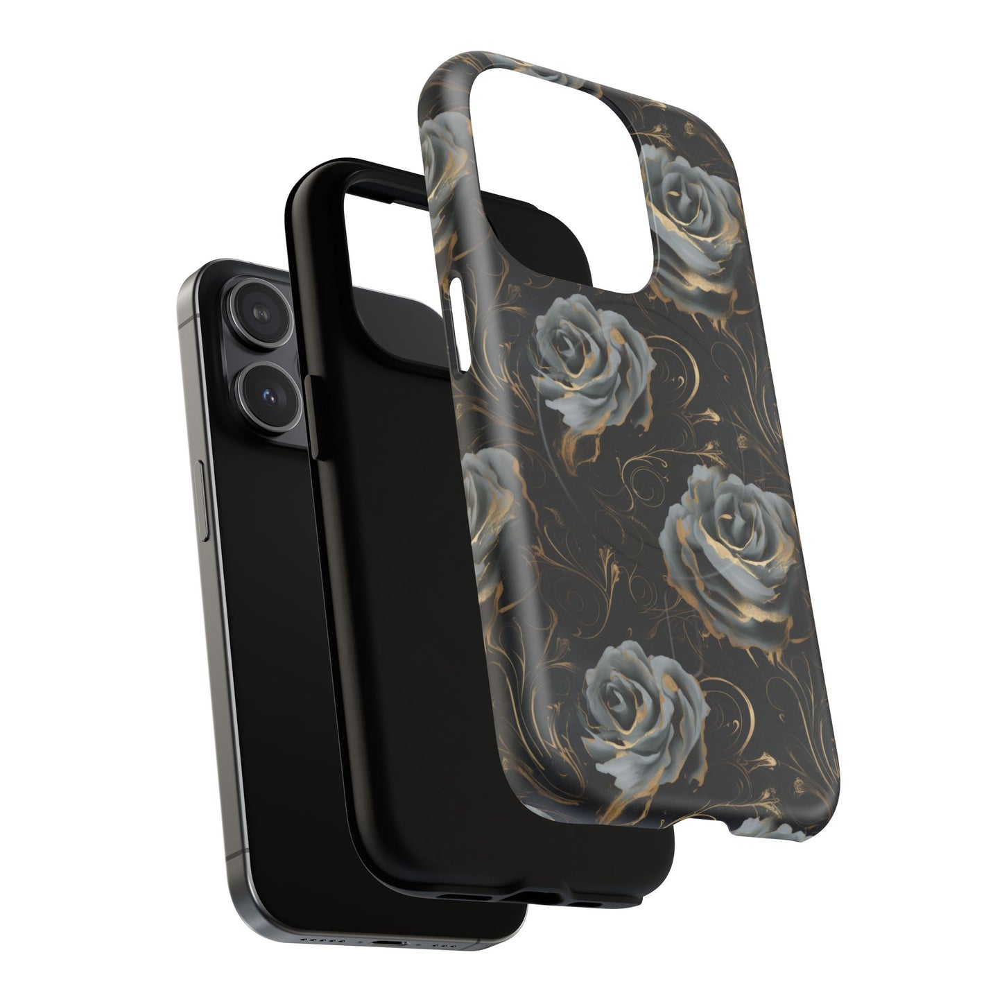 Midnight Bloom Tough iPhone Magnetic Cases,  iPhone 14, iPhone 15, iPhone 16, Pro, Pro Max, Plus MagSafe Case, Protective Tech Accessories, Gift for Her, Floral Design
