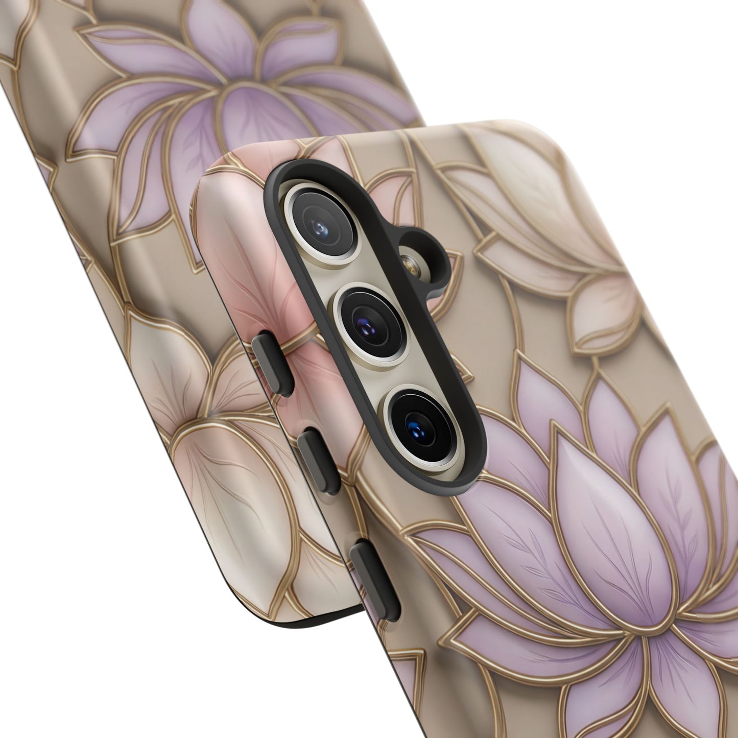 Personalized Lotus Floral Stained Glass Effect Tough Phone Case