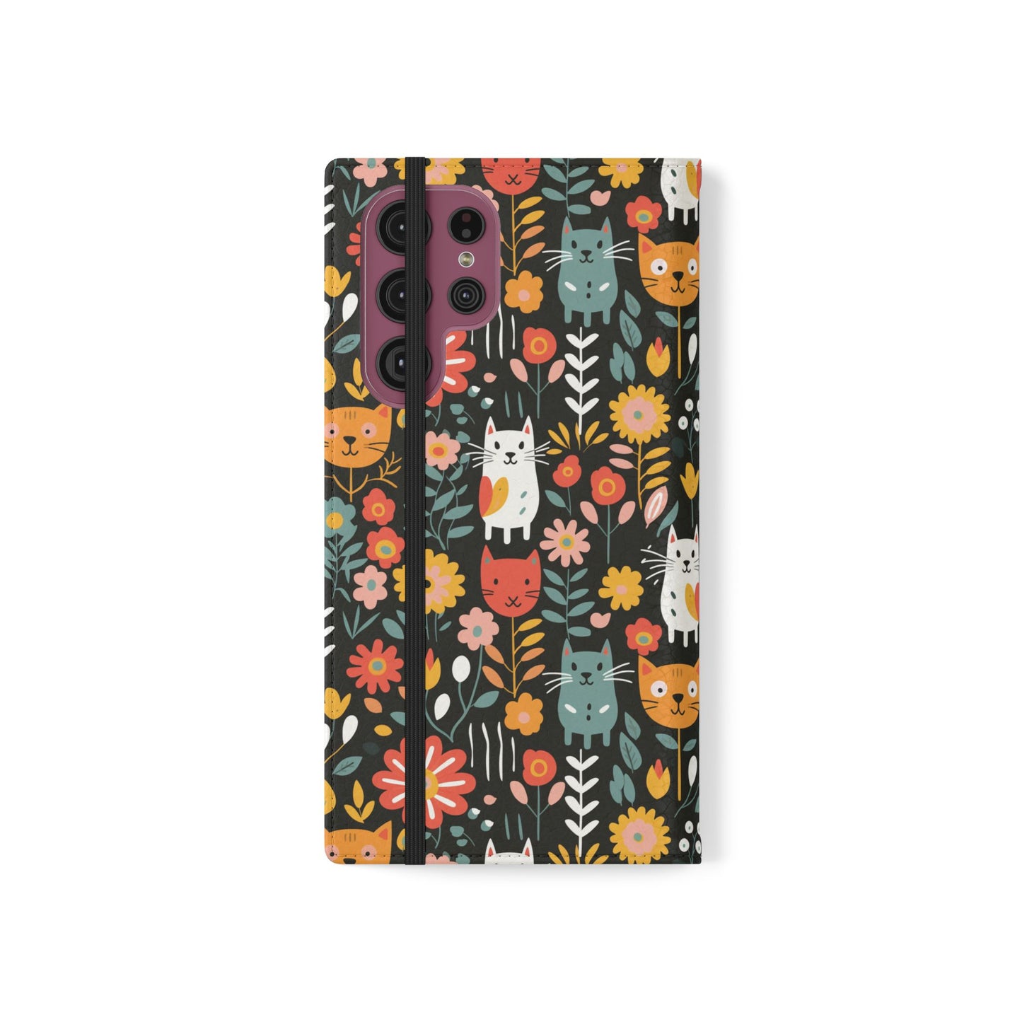 Whimsical Feline Garden iPhone and Samsung Flip Cases