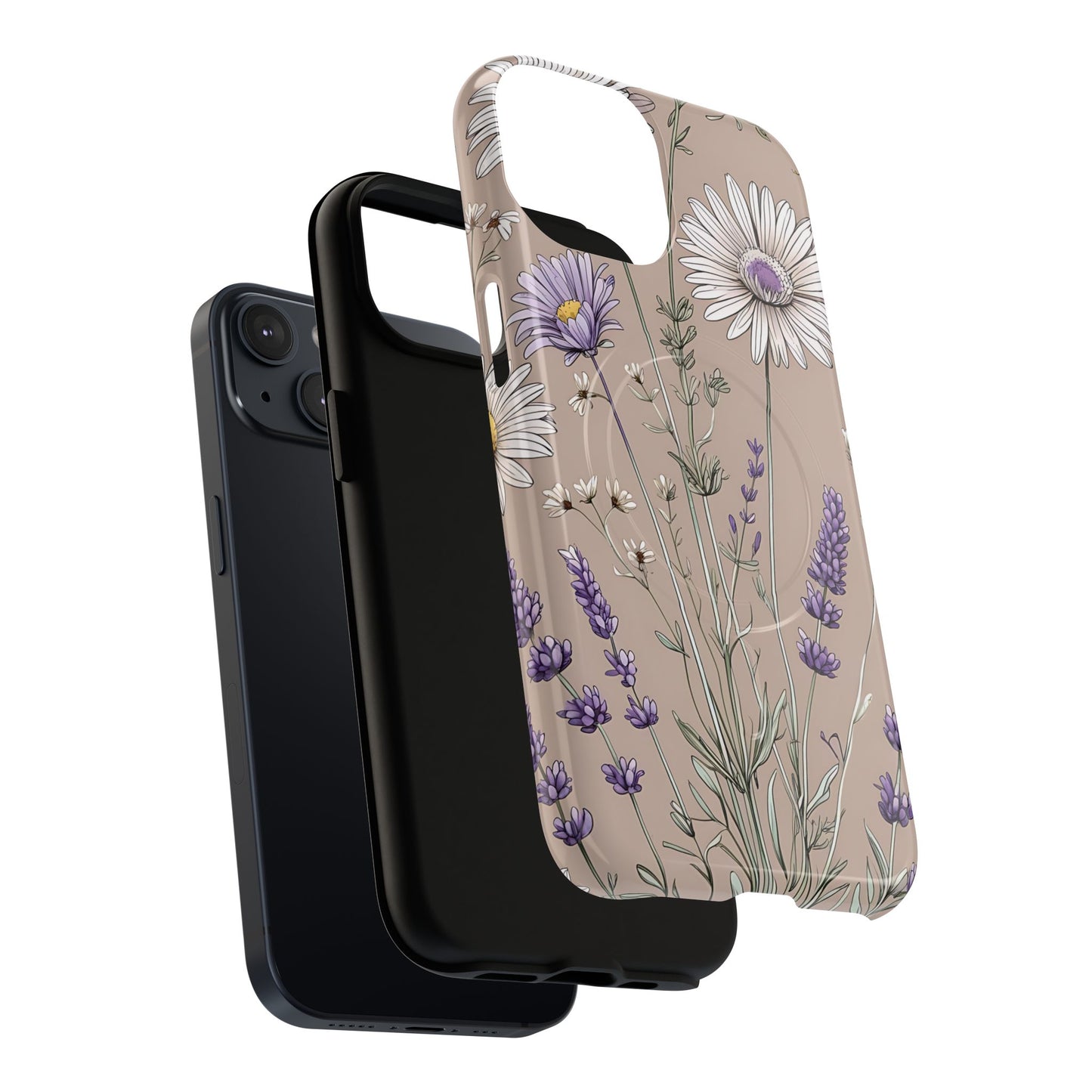 Lavender Floral Tough Magnetic Phone Case | Durable Protective Cover, Flower Design, Gifts for Her, Phone Accessories, Nature Lover