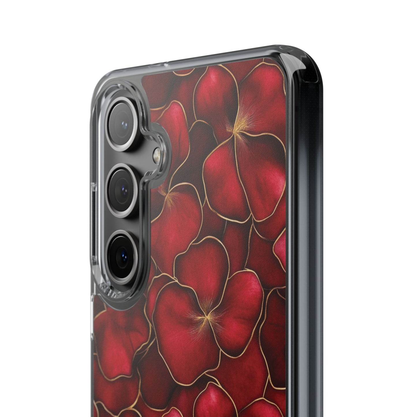 Velvet Petal Noir Floral Petal Clear Impact-Resistant iPhone and Samsung Case.
