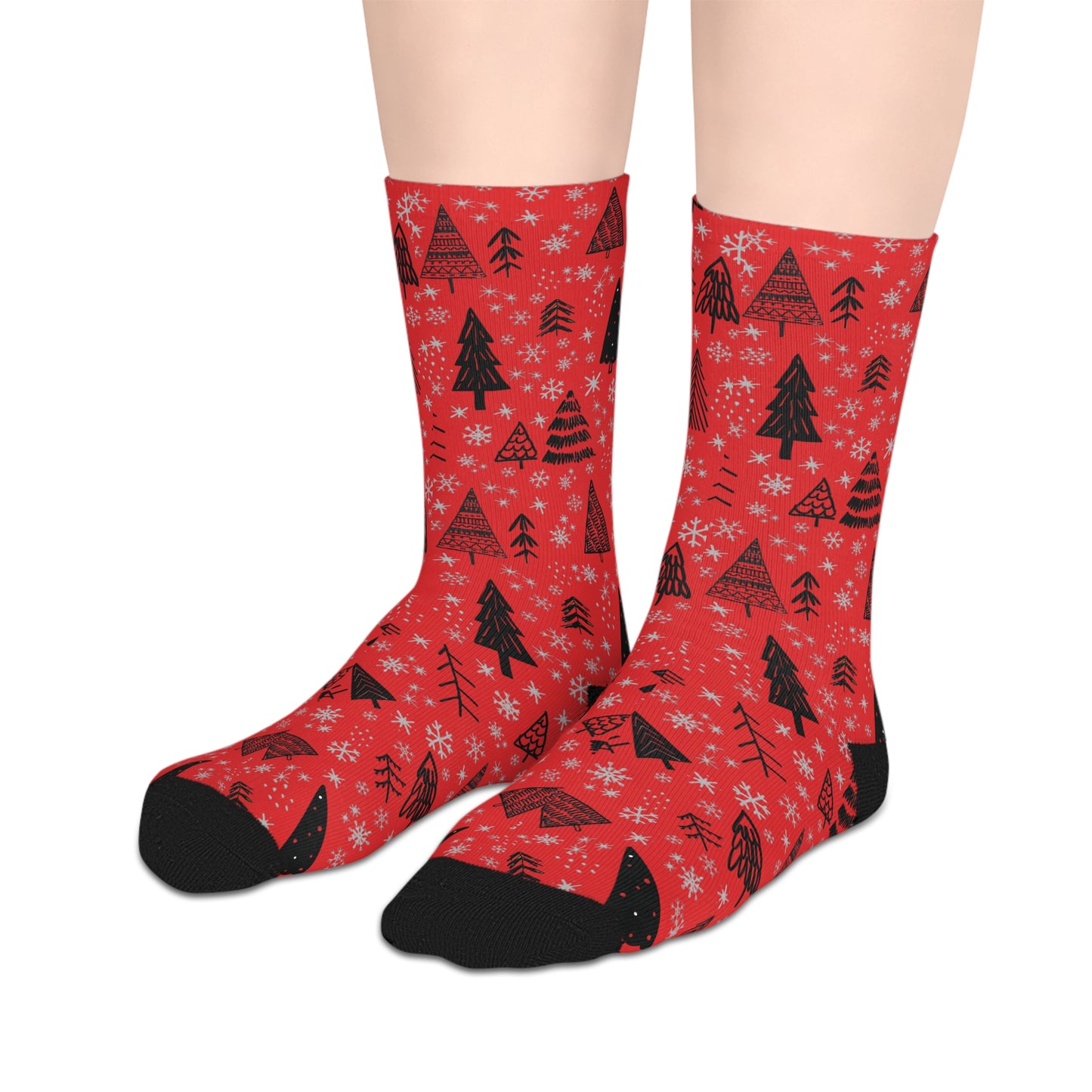 Winter Wonderland Red Mid-Length Socks