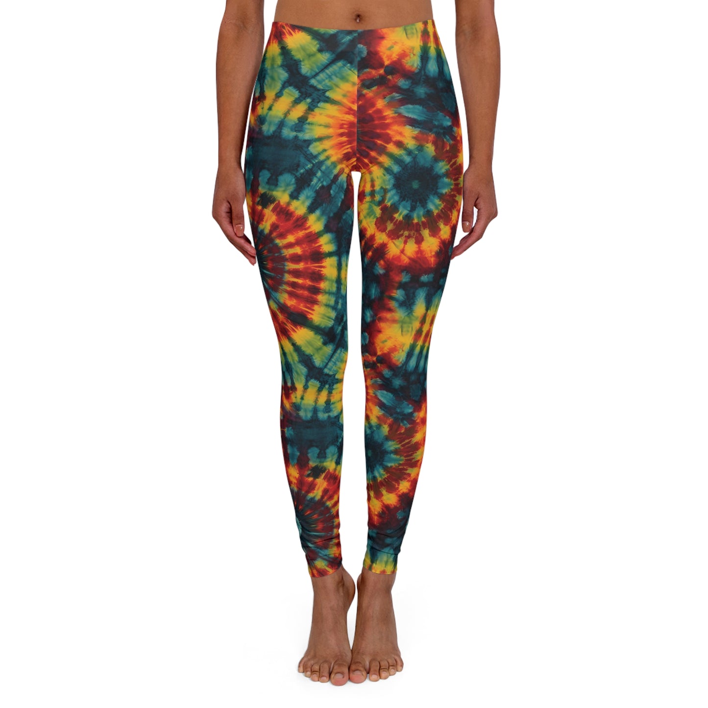 Rainbow Swirl Tie and Dye Women's Casual Spandex Leggings (AOP)