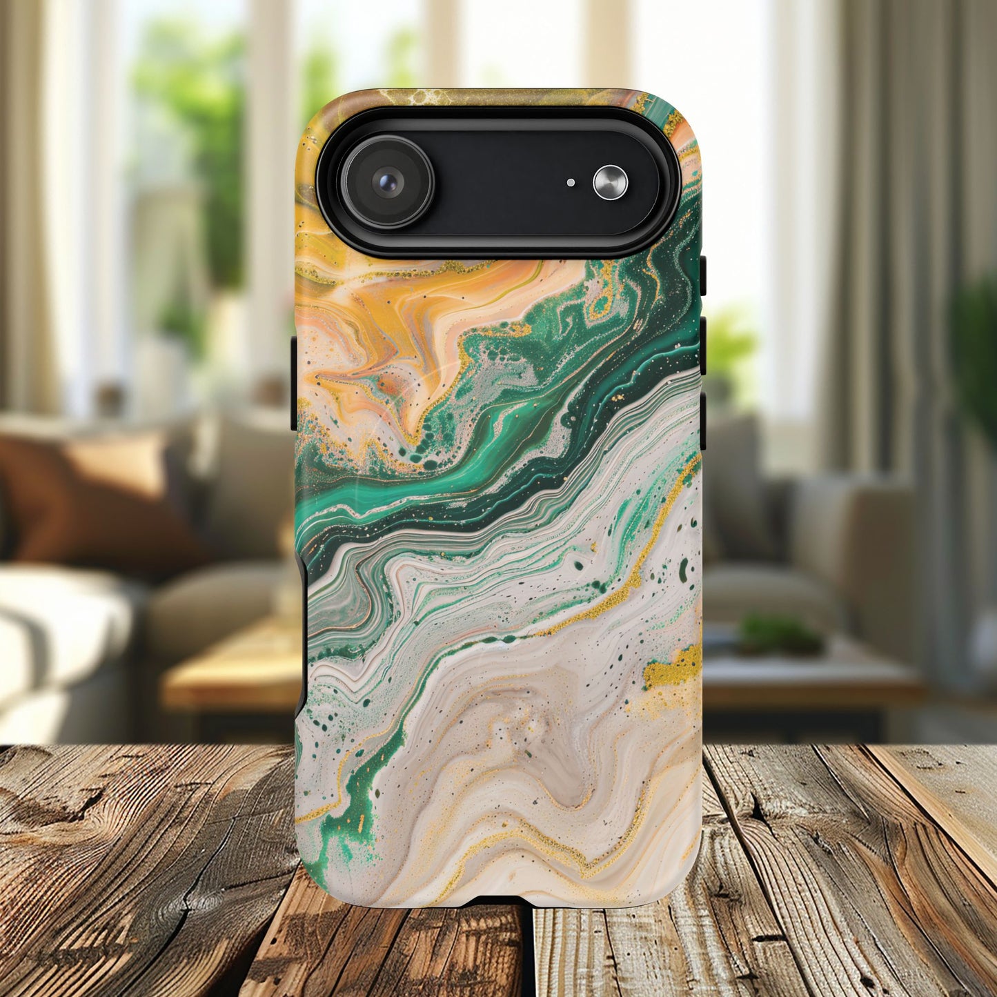 Magnetic iPhone Cases with Green Marble Design, Tough Magnetic Cases, iPhone Accessories, Gift for Her, Trendy iPhone Cover