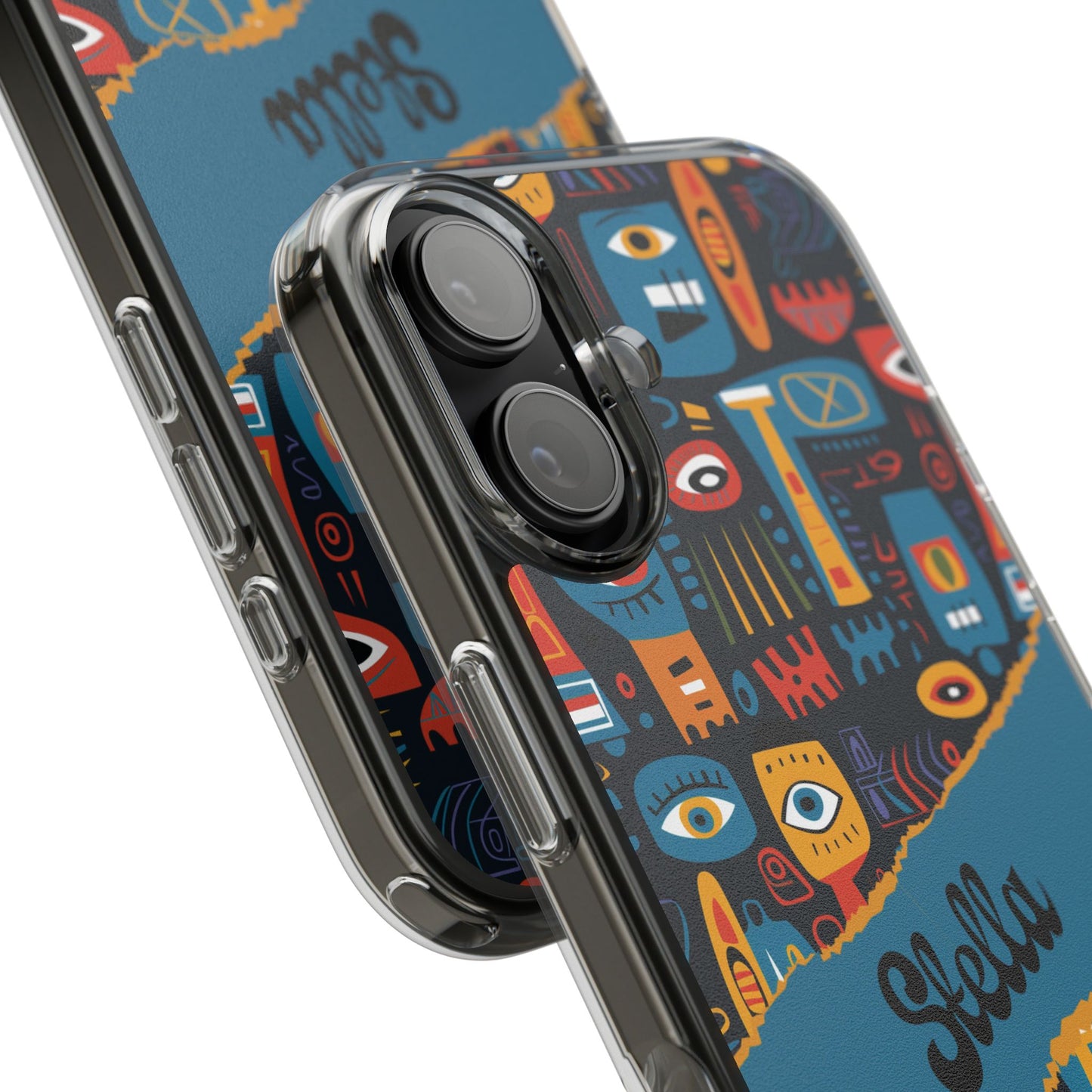 Phone Case — Colorful Abstract Faces Clear Impact-Resistant Case