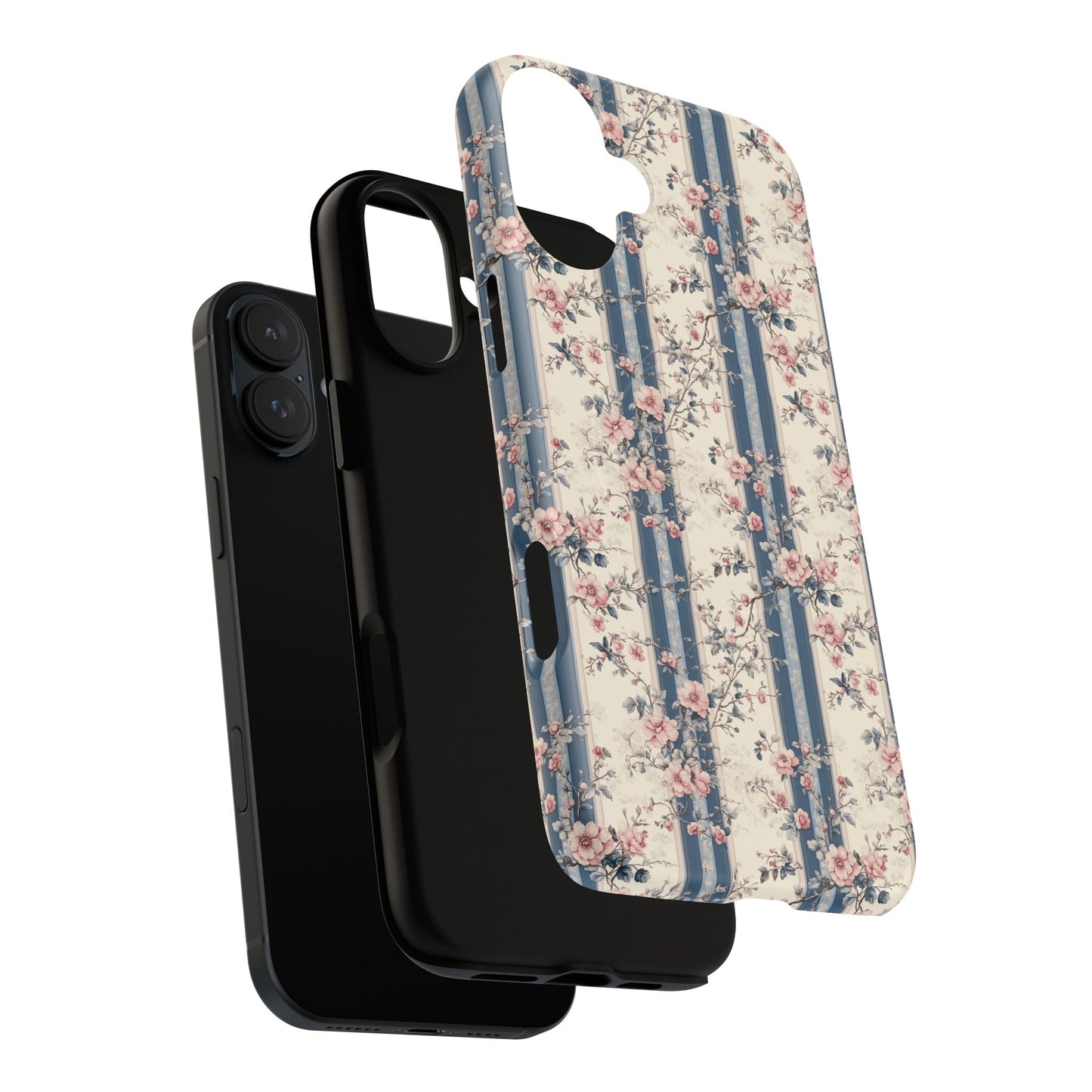 Victorian Rose Stripe iPhone Case, Tough Magnetic Cases for Stylish Protection, Flower Pattern iPhone Cover, Trendy Gift Idea for Her