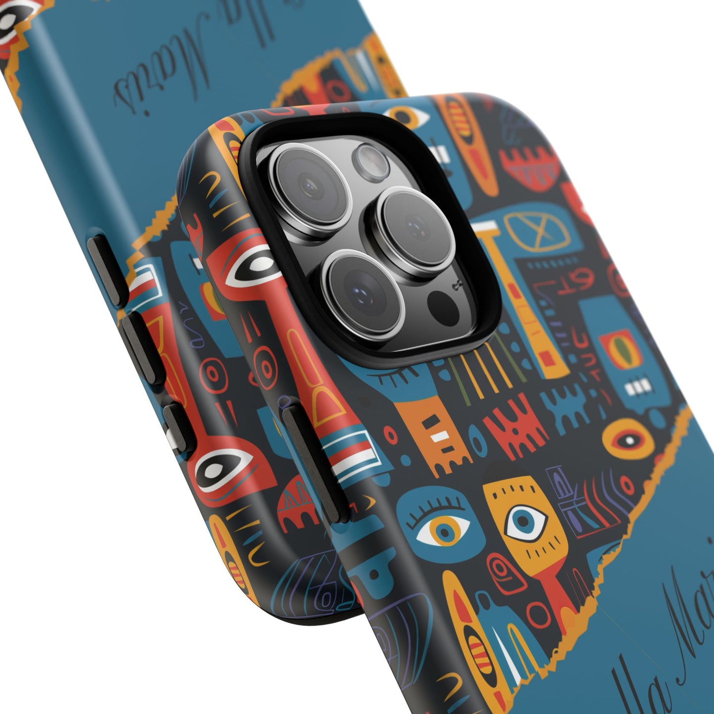 Personalized Colorful Abstract Faces Tough iPhone, Google and Samsung Case with Custom Name, Artistic Phone Cover, Phone Protector