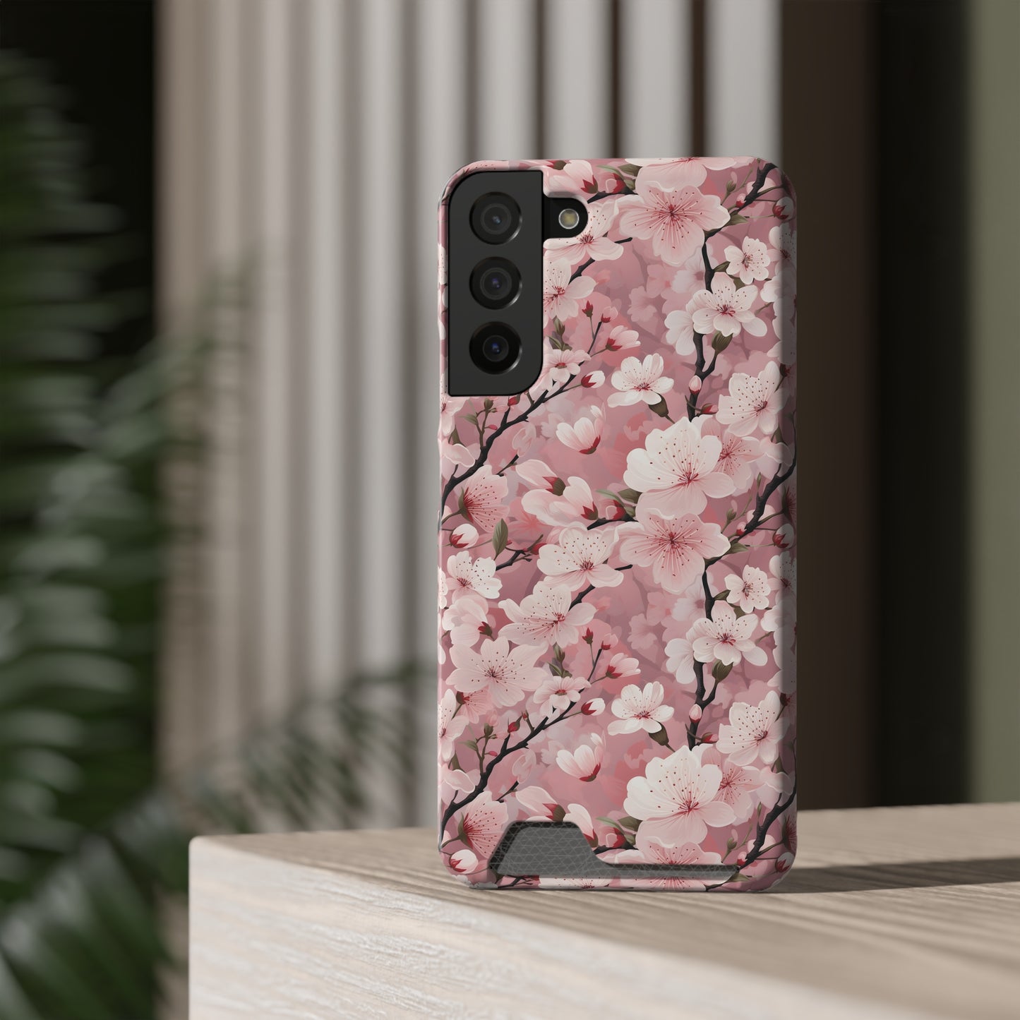 Cherry Blossom iPhone and Samsung Case With Card Holder