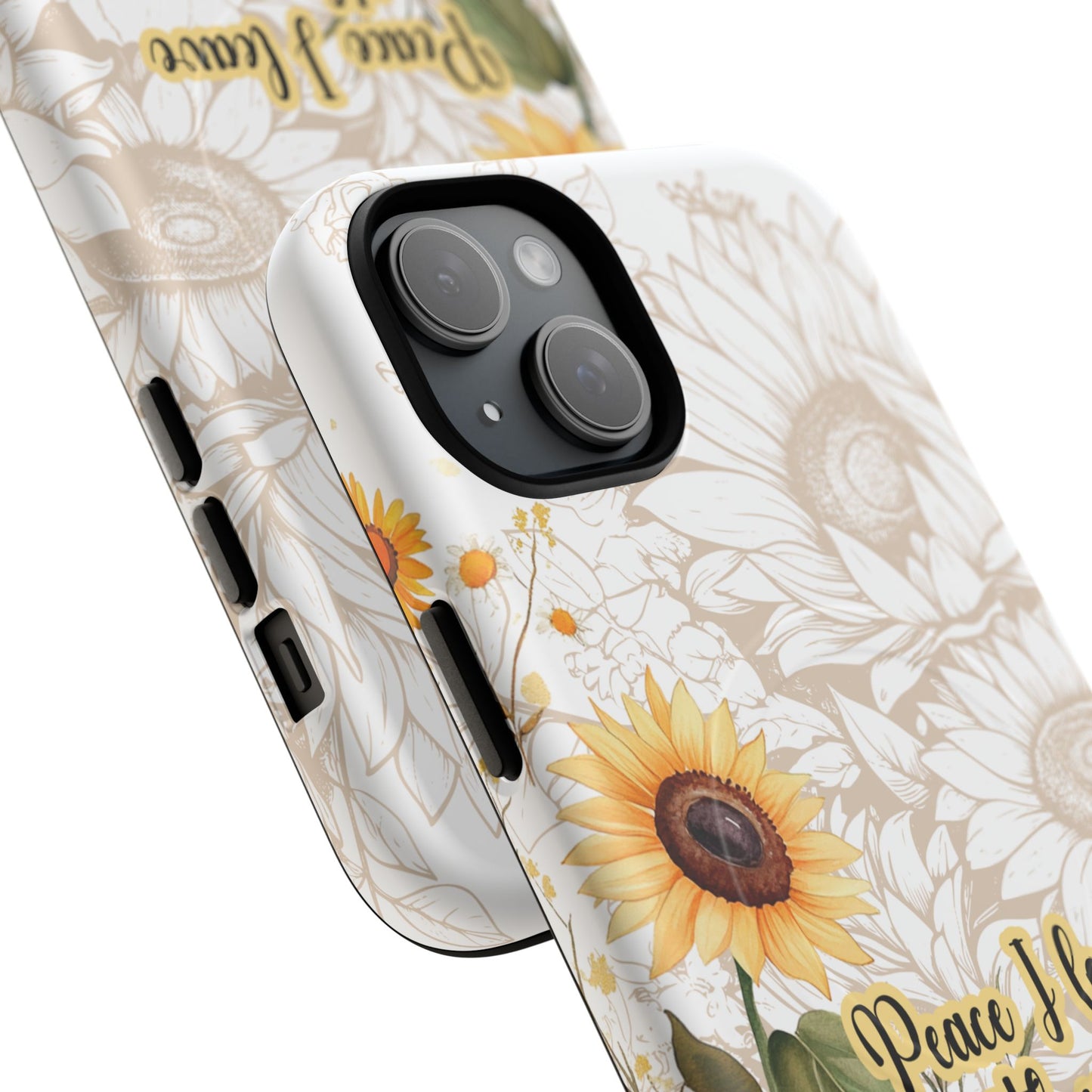 Peace I Leave with You John 14:27,  Inspirational Gift, Tough iPhone Magnetic Case  Scripture, Sunflower Bible Verse, MagSafe® iPhone® Tough Case, iPhone 14, iPhone 15, iPhone 16, Pro, Pro Max, Plus