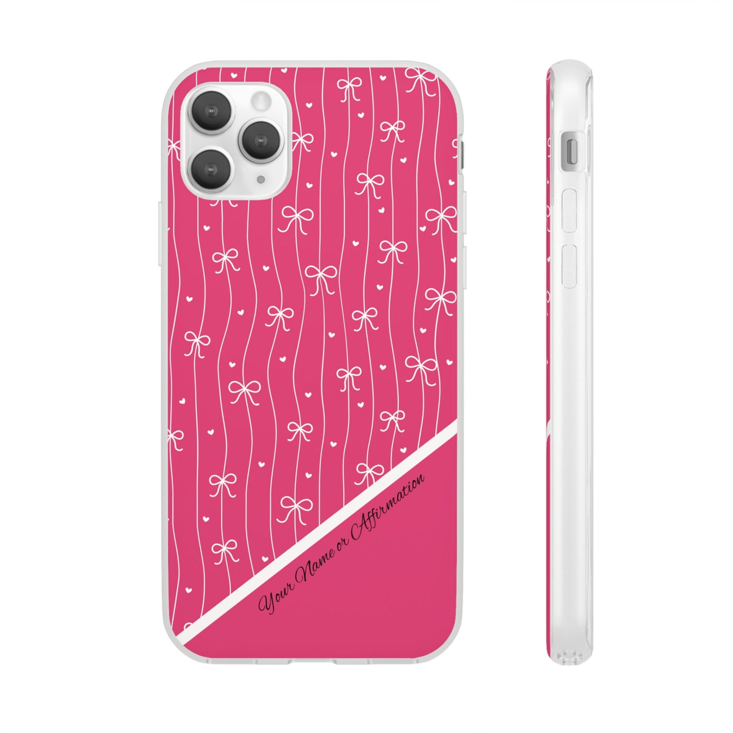 Personalized Pink Bow Coquette Slim Flexi iPhone and Samsung Cases — Custom Name or Affirmation