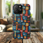 Urban Totem Vibe Tough iPhone Magnetic Case, Colorful Bohemian Art, Unique Gift for Him/Her, Holiday Accessory, iPhone Protection, MagSafe iPhone Case.
