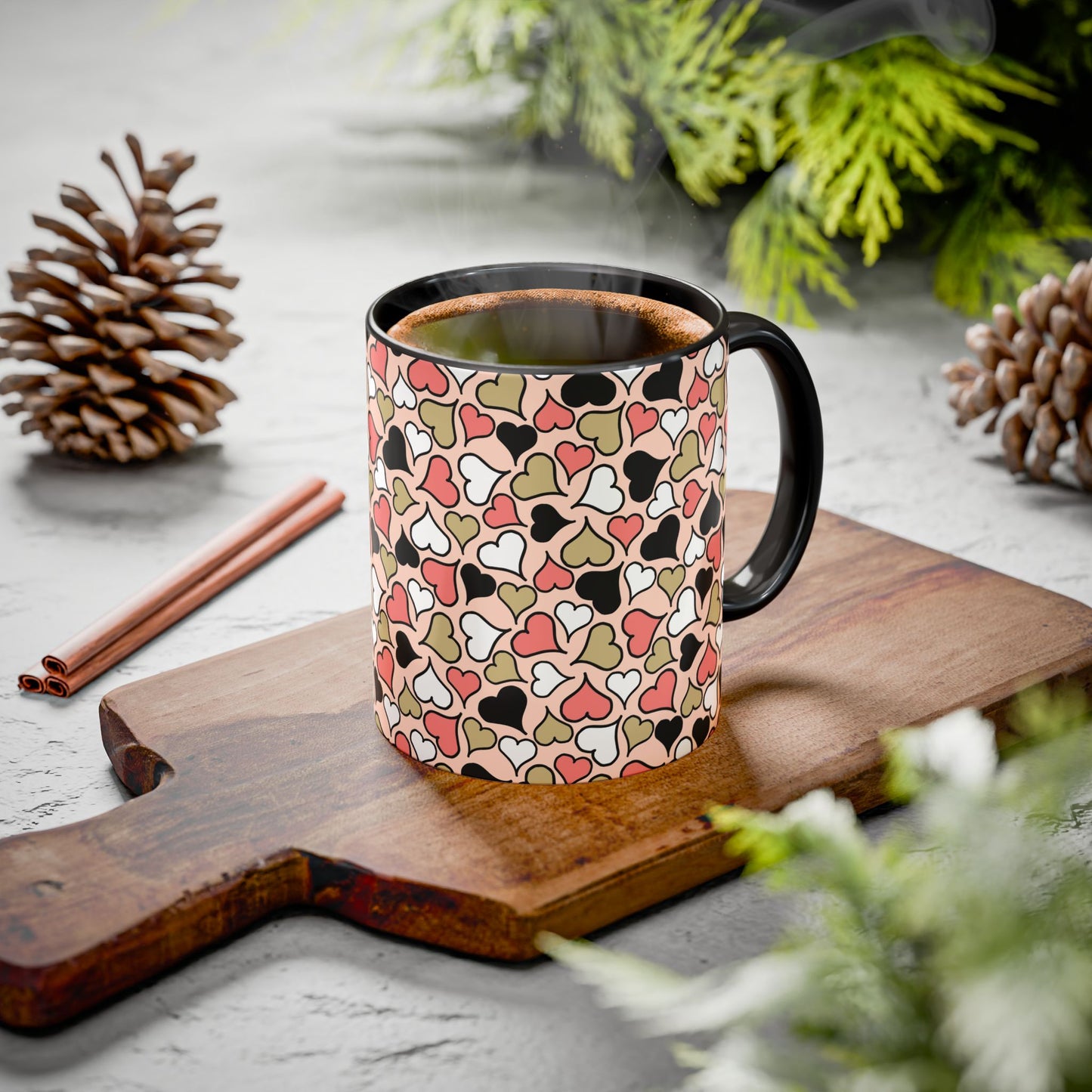 Heart Patterned Coffee Mug - Colorful Love Design, Perfect for Gifts & Celebrations