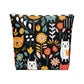 Whimsical Feline Garden Cotton Cosmetic Bag