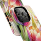 Tulip Glow Tough iPhone Magnetic Case, Floral Design, Spring Gift, Durable Protection, Smartphone Accessories, MagSafe Accessories, Stained Glass Tulip Gift