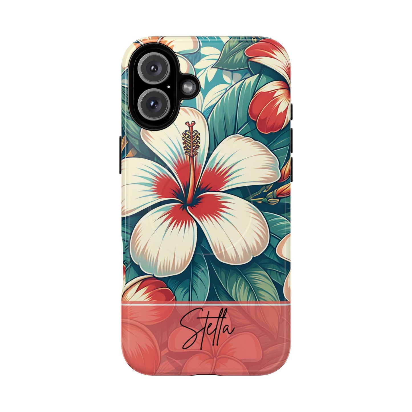 Tough Floral Phone Case, Tropical Hibiscus Design, Gift for Her, Summer Accessory, Customizable Phone Cover