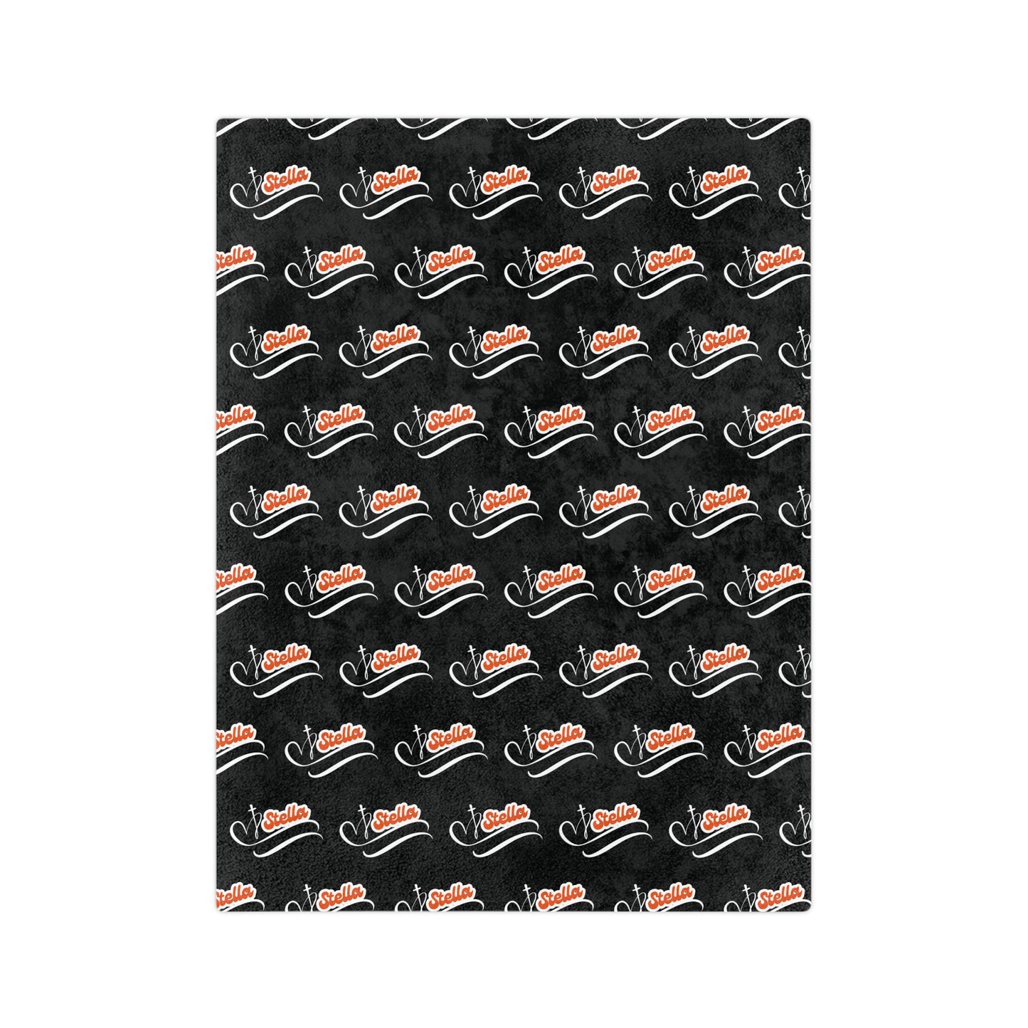 Personalized Name Velveteen Microfiber Blanket — Black Patterned ‘Smile’ Script Cozy Throw