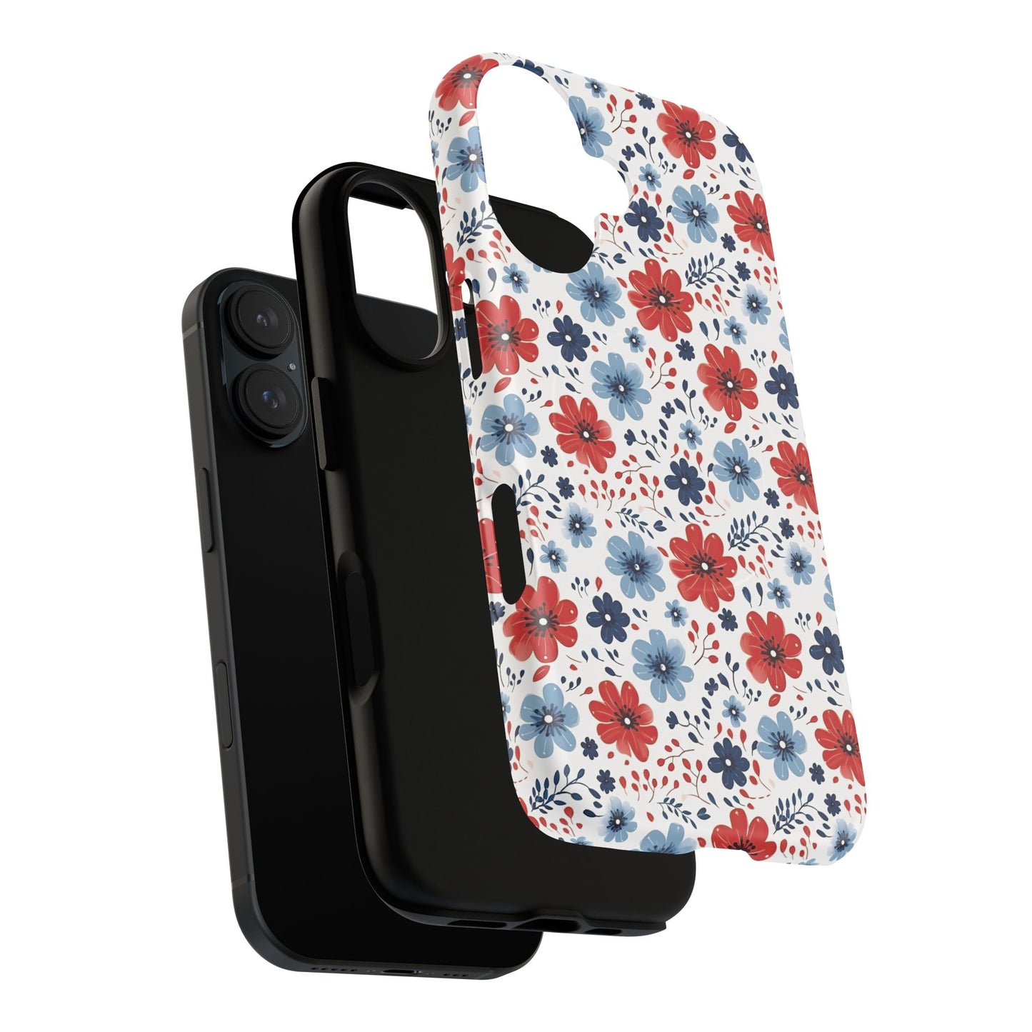 Patriotic Floral Dreams Tough Magnetic iPhone Cases, Durable, Stylish, Gift for Her, Protective Phone Cover, Spring Floral Design
