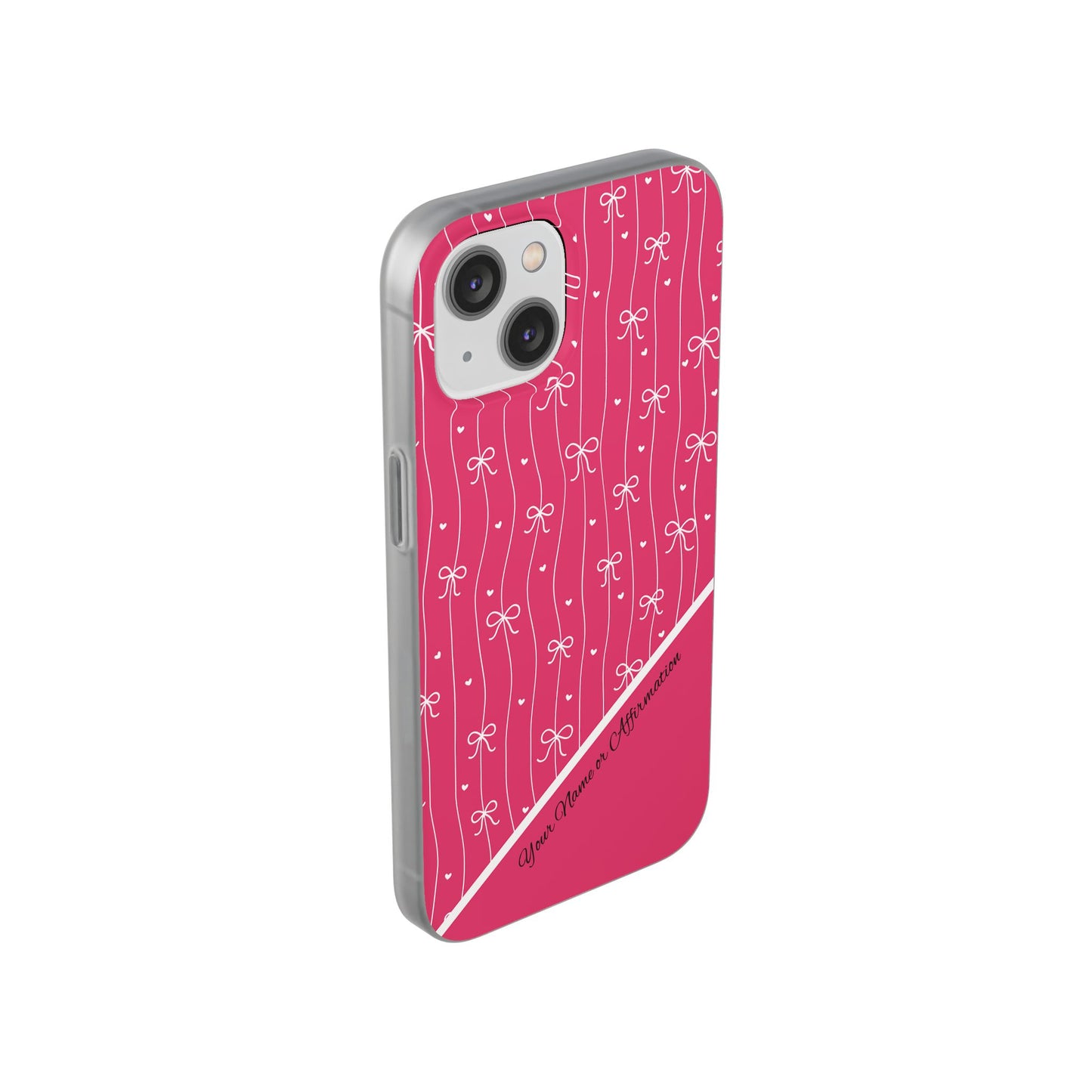 Personalized Pink Bow Coquette Slim Flexi iPhone and Samsung Cases — Custom Name or Affirmation