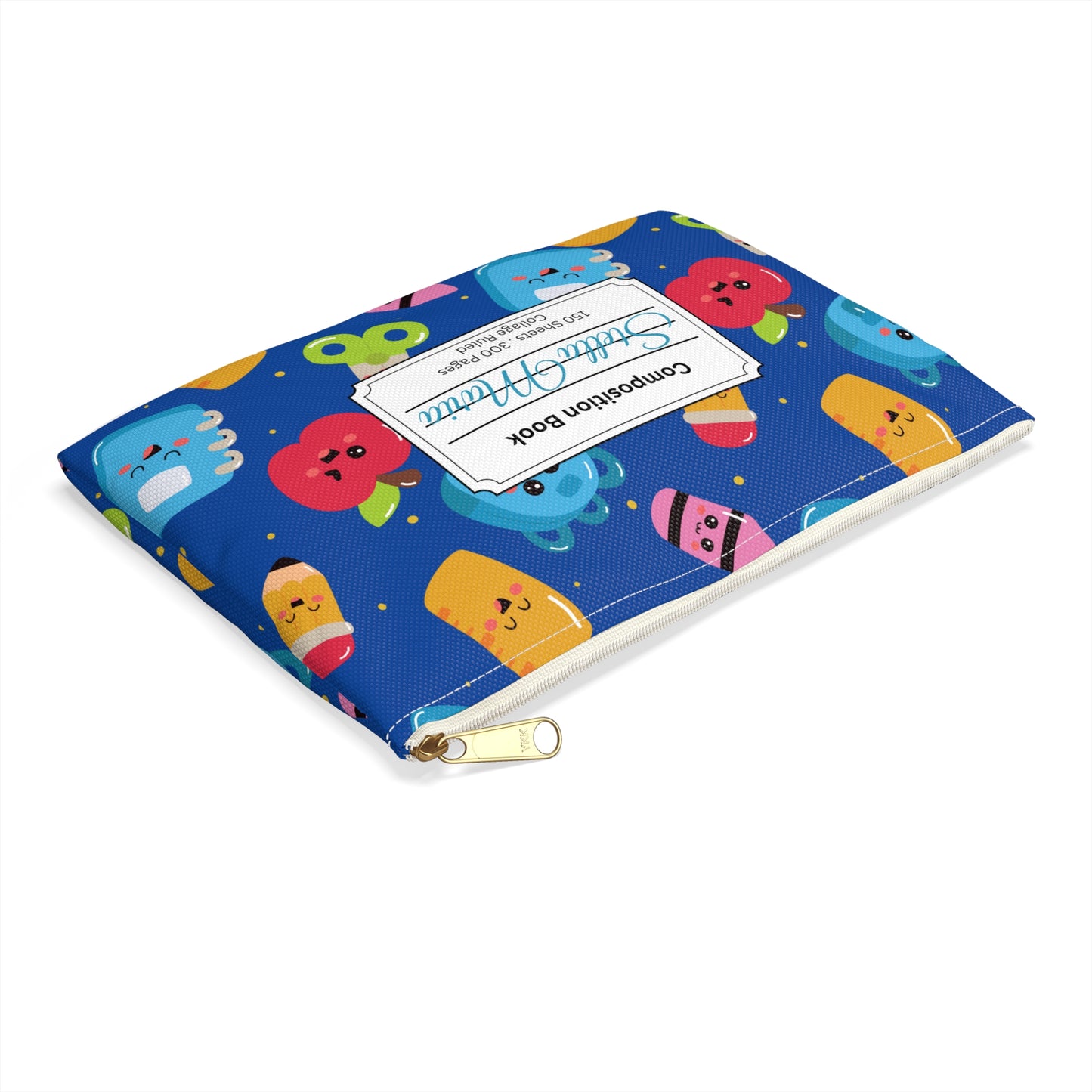 Personalized Blue Kawaii Composition Book Inspired Accessory Pouch, Kids School Supplies, Classroom Organizer, Teacher Gift, Fun Stationery Case, Back to School