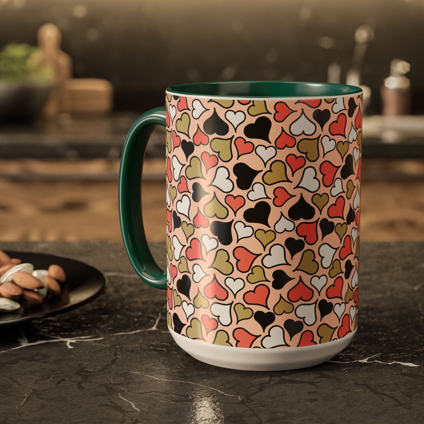 Heart Patterned Coffee Mug - Colorful Love Design, Perfect for Gifts & Celebrations