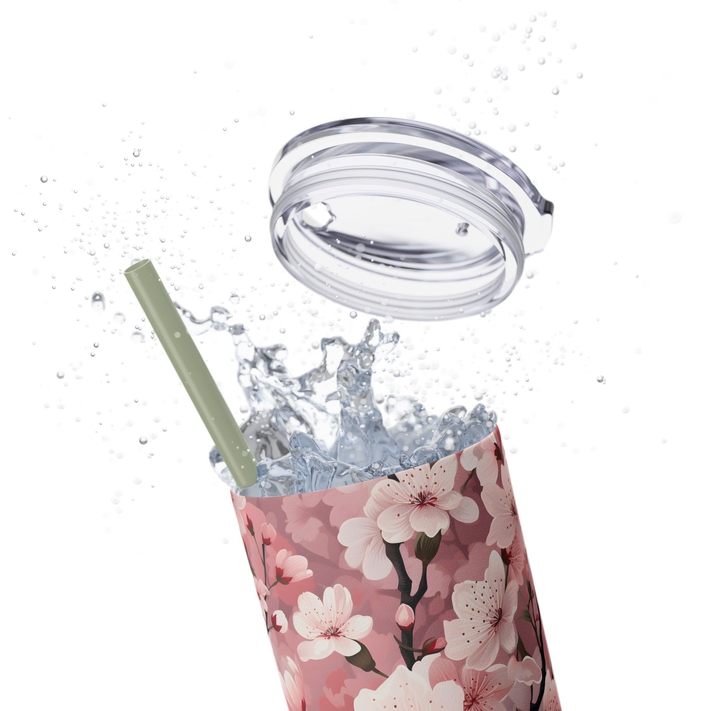Cherry Blossom Skinny Tumbler with Straw - 20oz Floral Drinkware