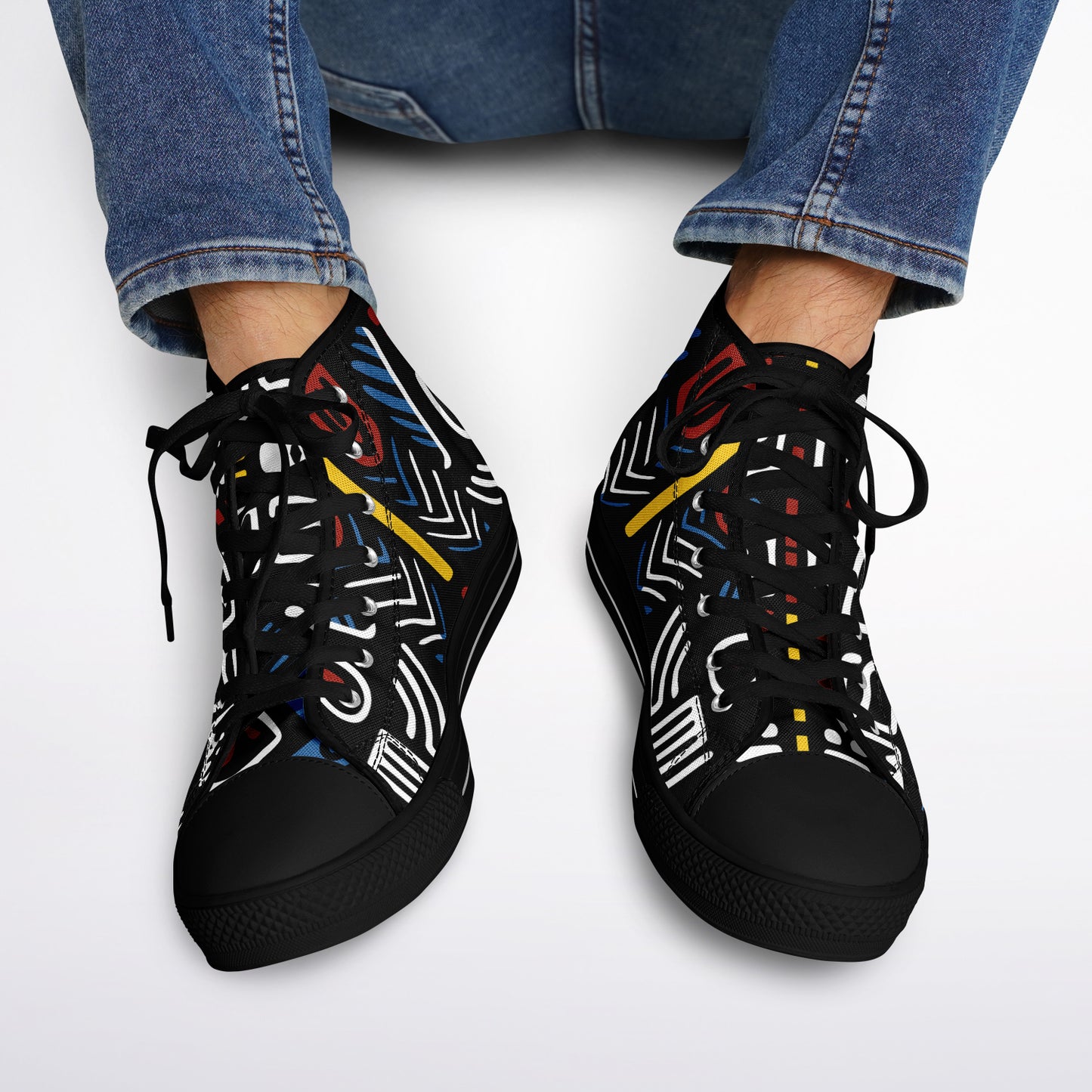 Geometric Harmony Urban Peak High Top Shoes - AOP