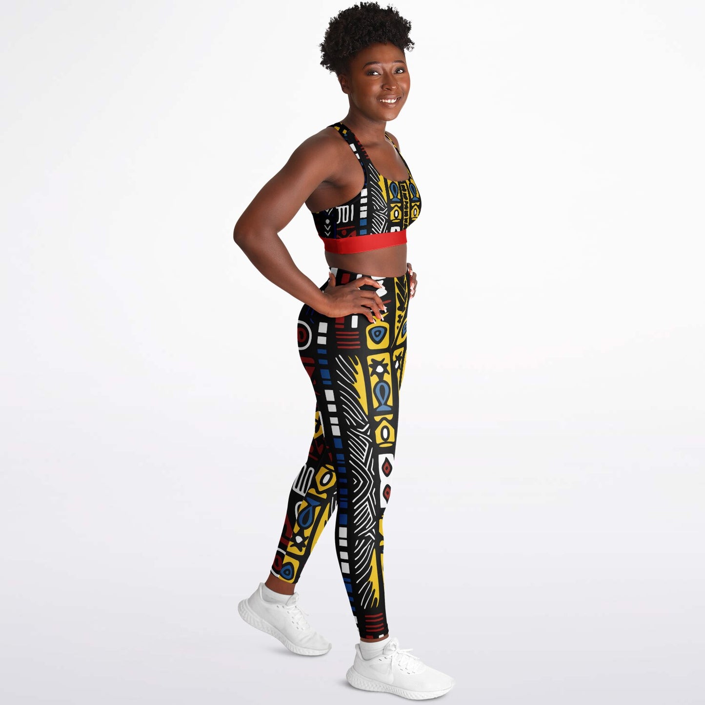 Geometric Harmony Padded Sports Bra & Leggings - AOP