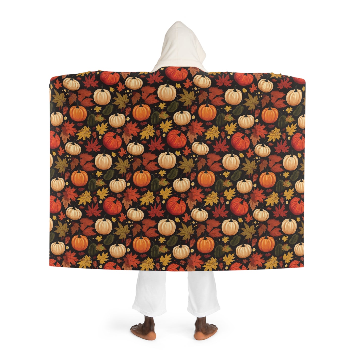 Pumpkin Harvest Hooded Sherpa Fleece Blanket