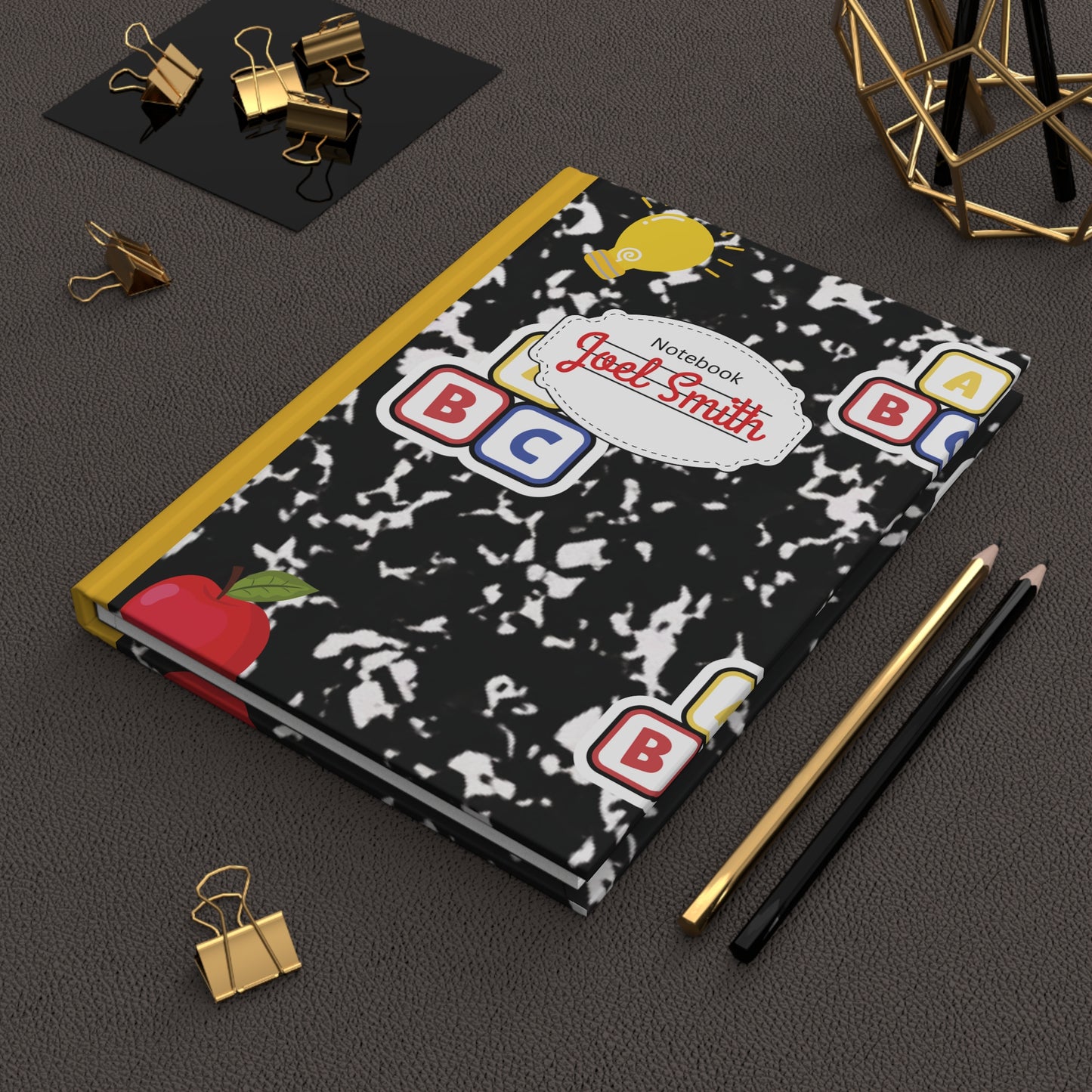 Custom Black Composition Book Inspired Ruled Hardcover Journal for Kids, Fun School Notebook, Customizable Composition Book, Back to School Gift, Learning Organizer