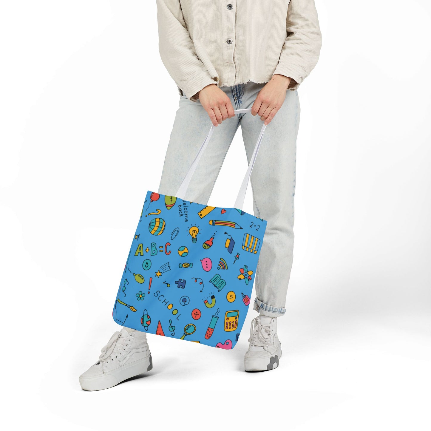 Personalized Classroom Couture Composition Book Inspired Canvas Tote Bag with Colorful Straps, Cute School Bag, Eco-Friendly Tote, Back to School Shopping Bag, Teacher Gift Idea
