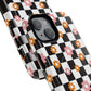 Groovy Checkered Bloom iPhone Case, Tough Magnetic Cases for Women, Stylish iPhone Cover, Trendy Floral Print, Gift for Her, Everyday Accessories