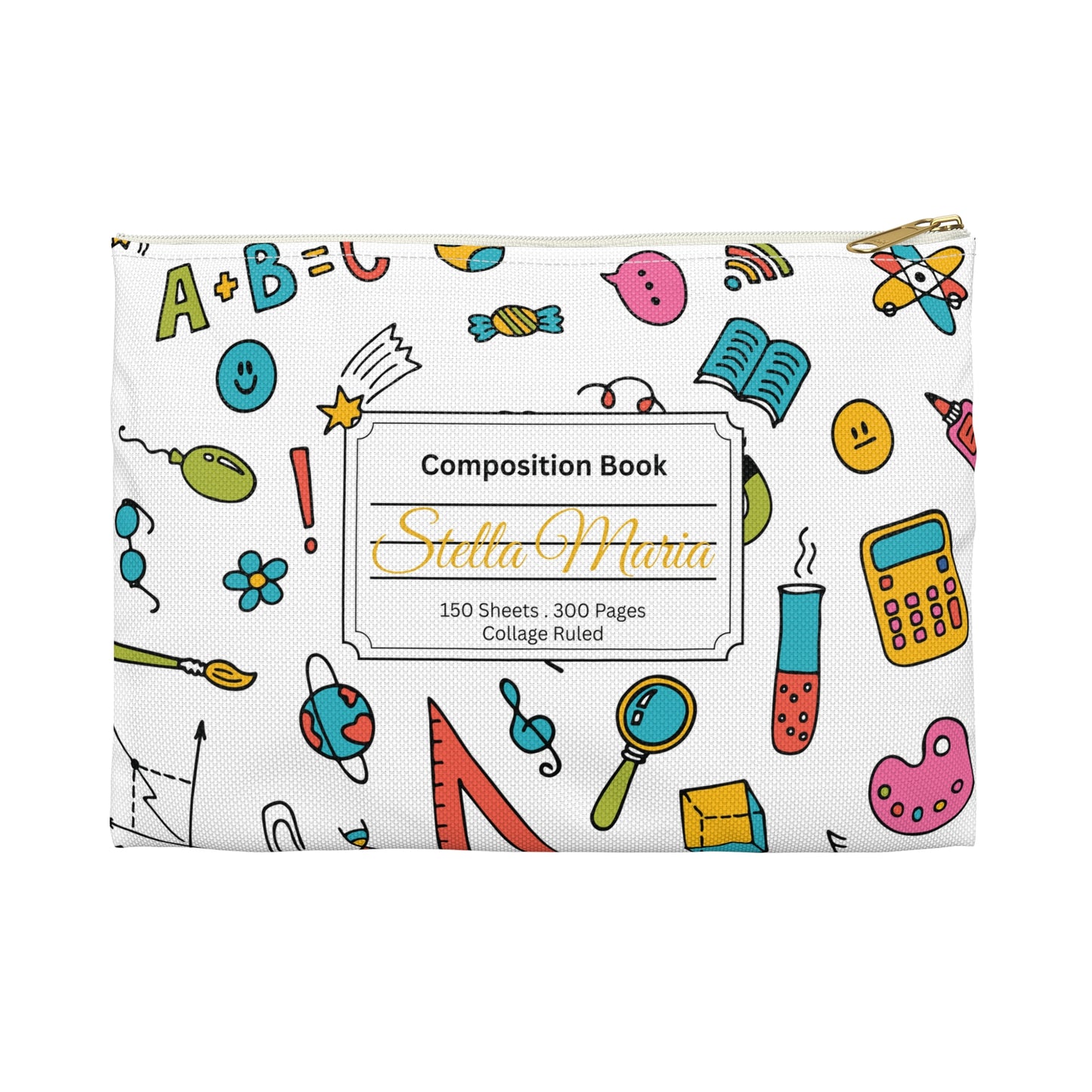 Personalized Classroom Couture Composition Book Inspired Accessory Pouch, Kids School Supplies, Classroom Organizer, Teacher Gift, Fun Stationery Case, Back to School